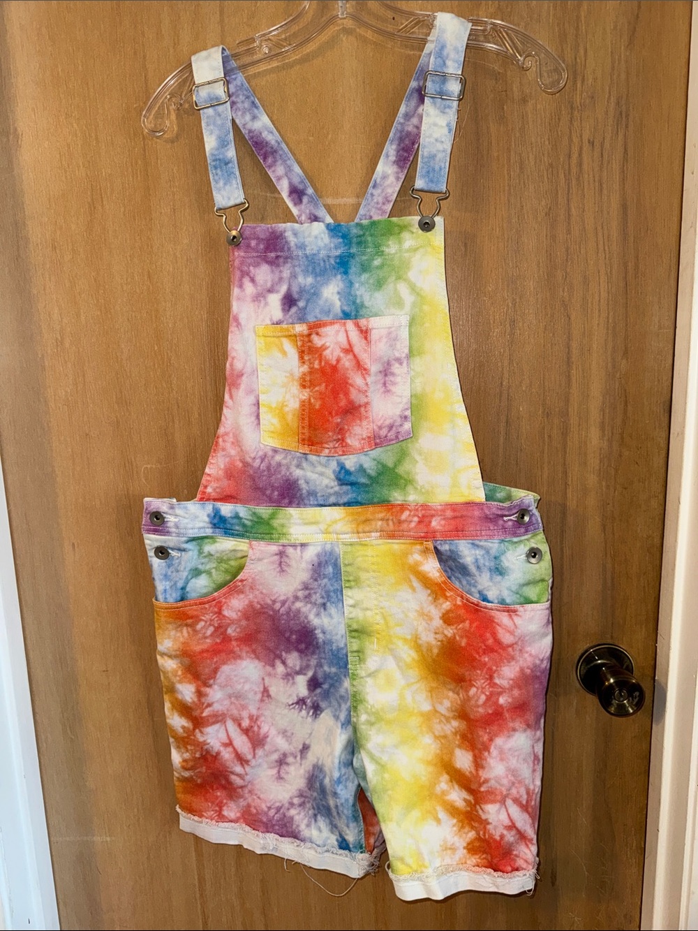 Vintage Target Rainbow Tye-Dye Overalls Pockets Festive Wear Medium